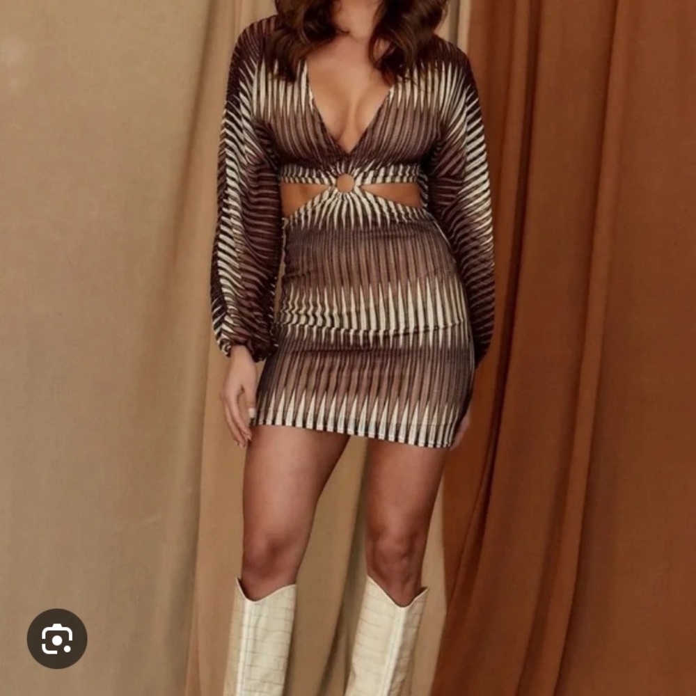 Free Bird Brown Long Sleeve Mini Dress - 12th Tribe